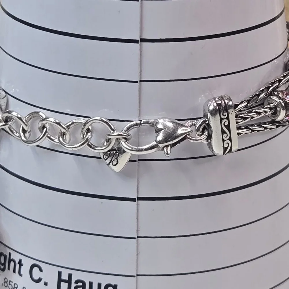 Brighton Bracelet Power of Pink Silver Pink Crystal Love Heart Breast Cancer